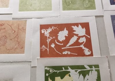 artwork from the printmaking and poetry workshop