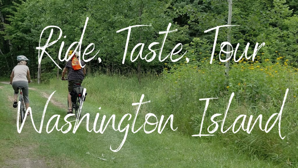 Farm and Field Bike Tour event image, with text that reads "ride, taste, tour Washington Island"