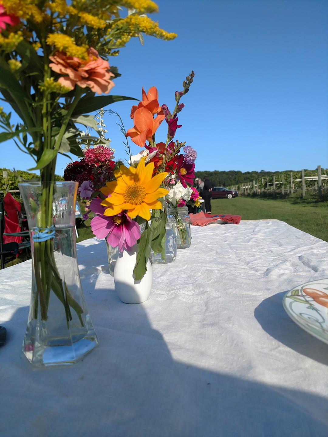 flower arrangements on a table