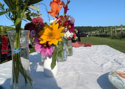 flower arrangements on a table